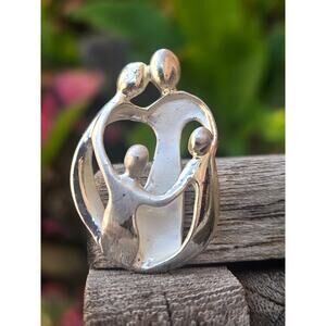 VTG Carolyn Pollack Relios Sterling Silver 925 Modernist Family Circle Pendant